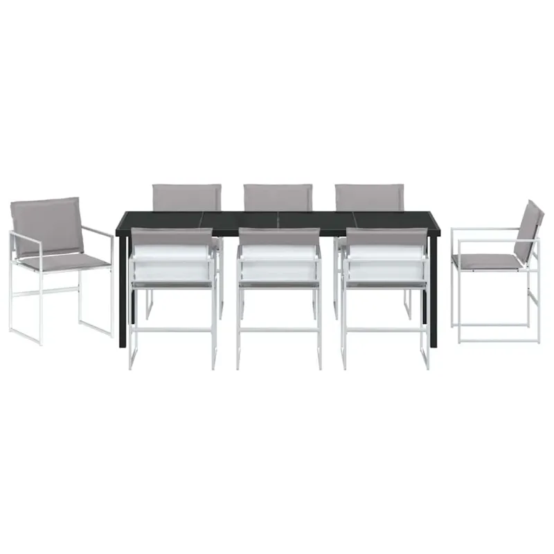 Sodo valgomojo komplektas 9 pcs Balta 200 x 80 x 73 cm