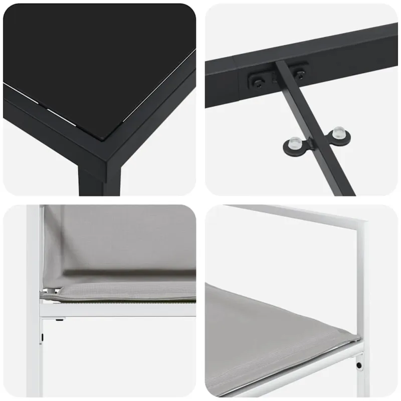 Sodo valgomojo komplektas 9 pcs Balta 200 x 80 x 73 cm
