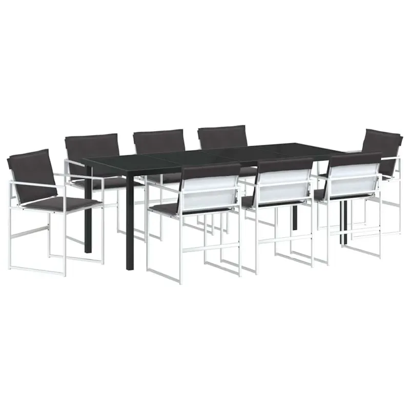 Sodo valgomojo komplektas 9 pcs Balta 200 x 80 x 73 cm
