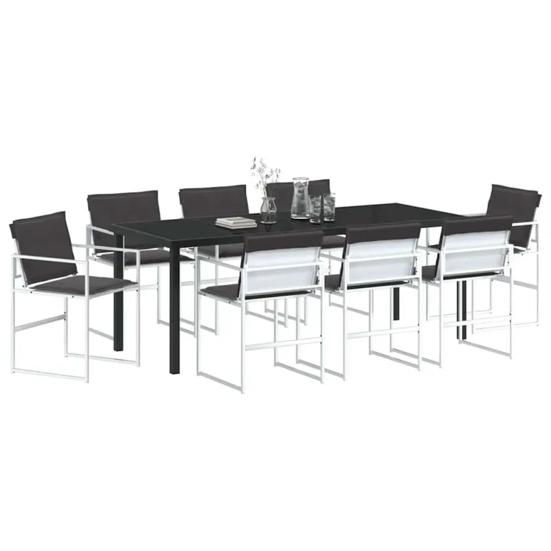 Sodo valgomojo komplektas 9 pcs Balta 200 x 80 x 73 cm
