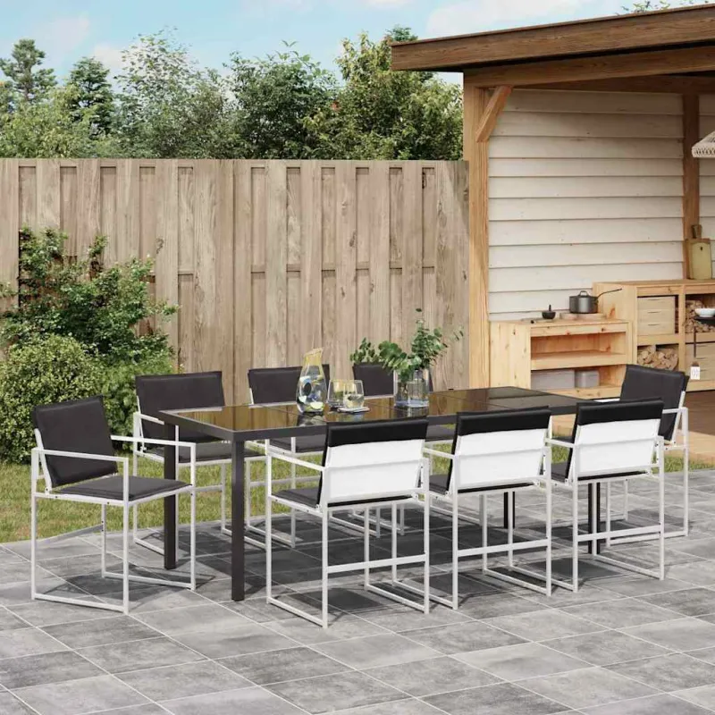 Sodo valgomojo komplektas 9 pcs Balta 200 x 80 x 73 cm