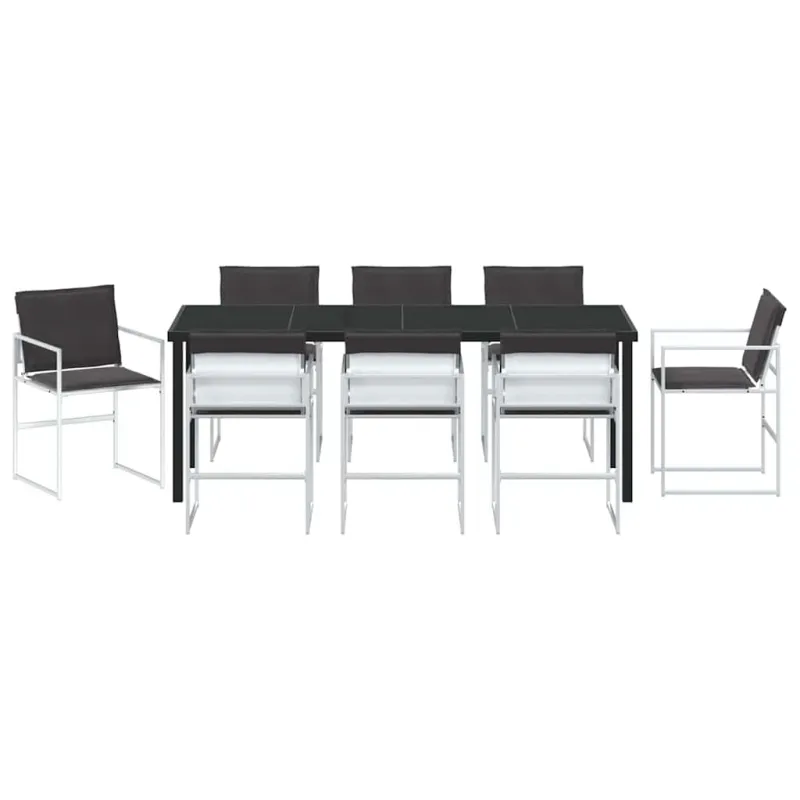Sodo valgomojo komplektas 9 pcs Balta 200 x 80 x 73 cm