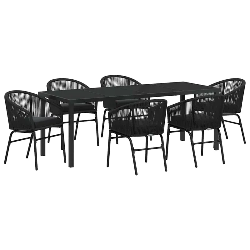 Sodo valgomojo komplektas 7 pcs Juoda