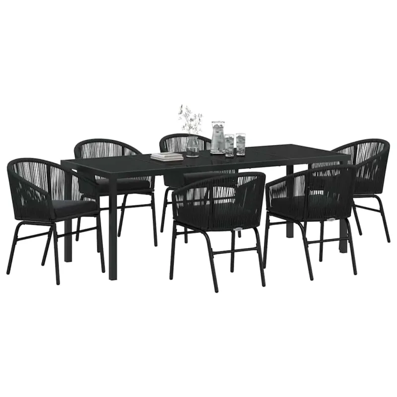 Sodo valgomojo komplektas 7 pcs Juoda