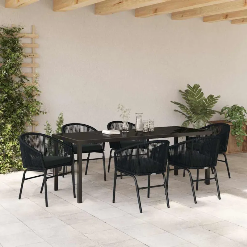 Sodo valgomojo komplektas 7 pcs Juoda