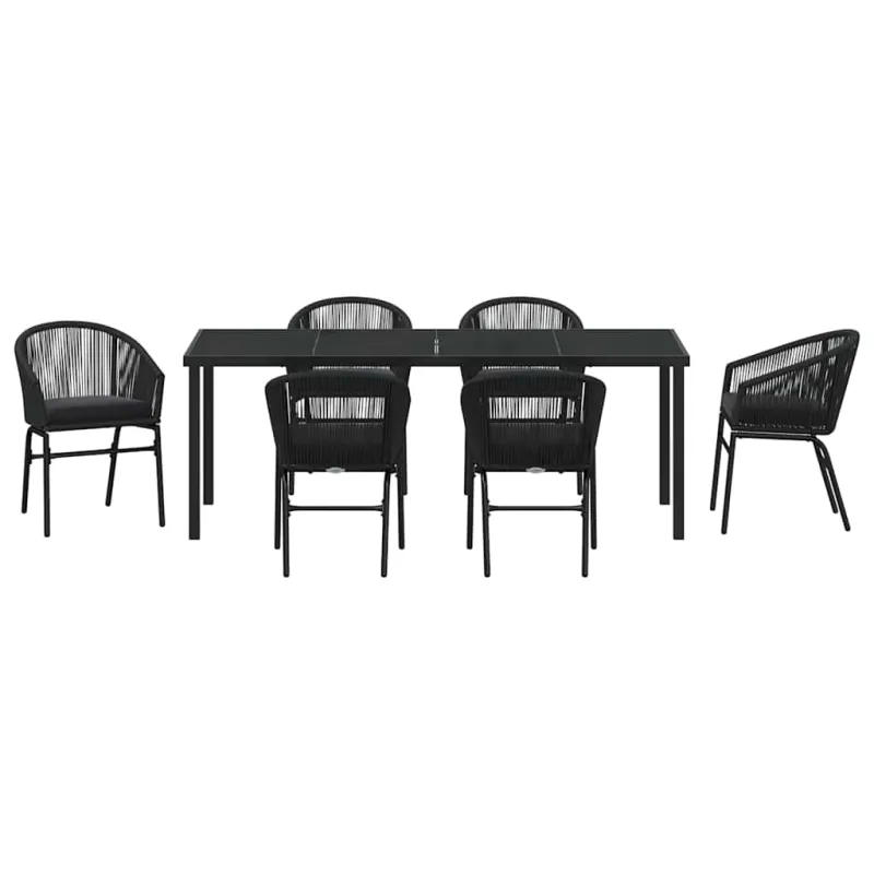 Sodo valgomojo komplektas 7 pcs Juoda