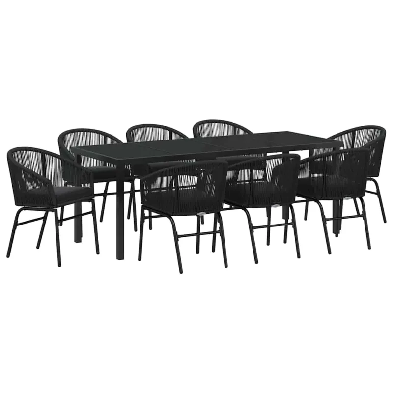Sodo valgomojo komplektas 9 pcs Juoda