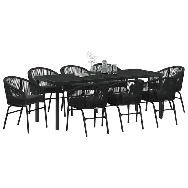 Sodo valgomojo komplektas 9 pcs Juoda