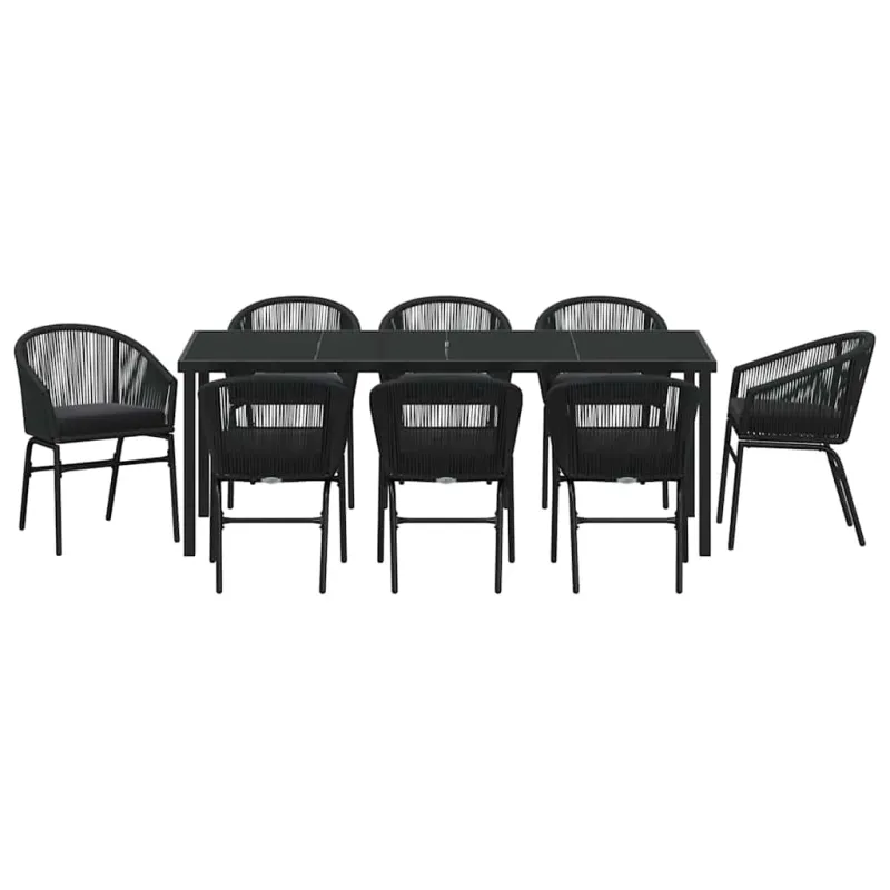 Sodo valgomojo komplektas 9 pcs Juoda