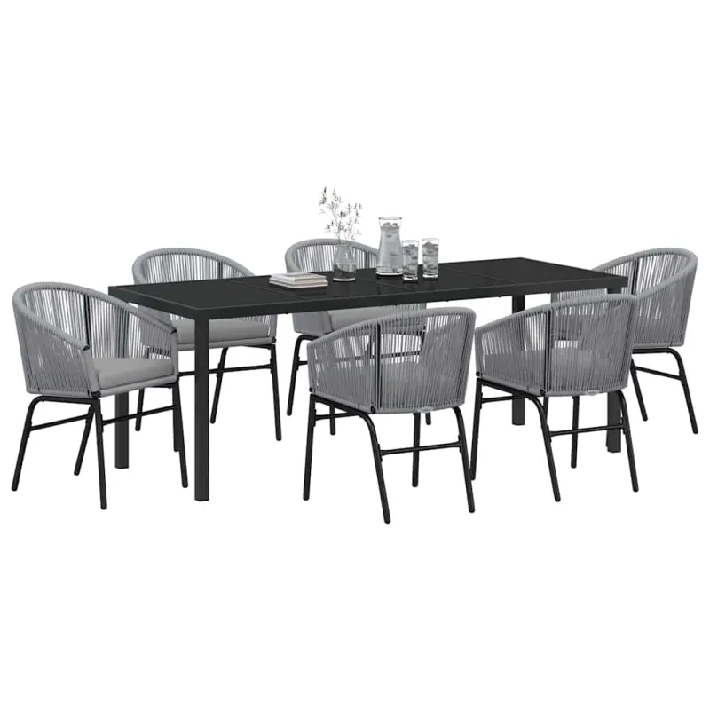 Sodo valgomojo komplektas 7 pcs Antracitas