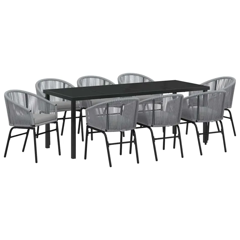 Sodo valgomojo komplektas 9 pcs Antracitas