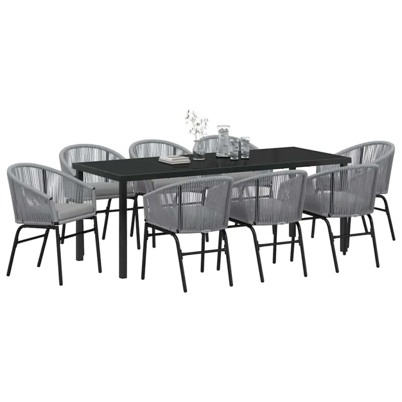Sodo valgomojo komplektas 9 pcs Antracitas