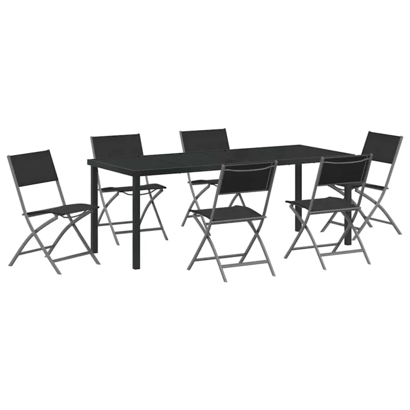 Sodo valgomojo komplektas 7 pcs Juoda