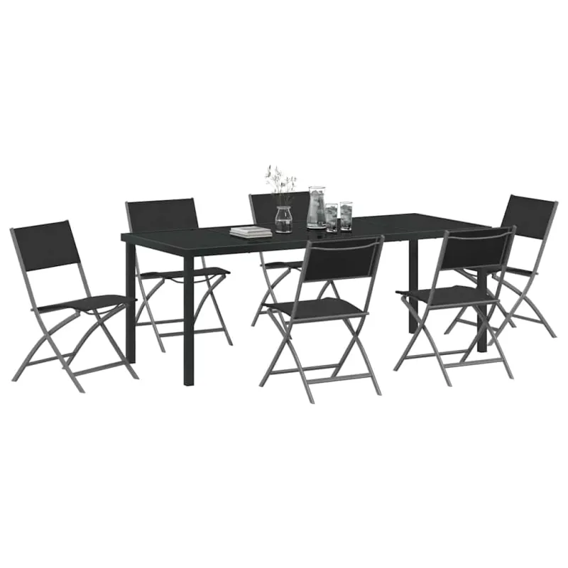Sodo valgomojo komplektas 7 pcs Juoda