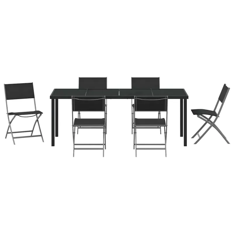 Sodo valgomojo komplektas 7 pcs Juoda