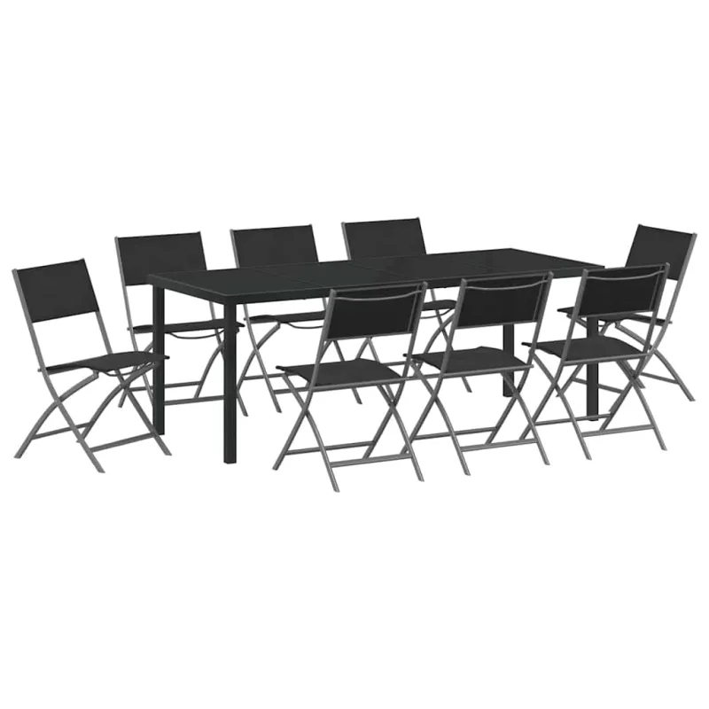Sodo valgomojo komplektas 9 pcs Juoda