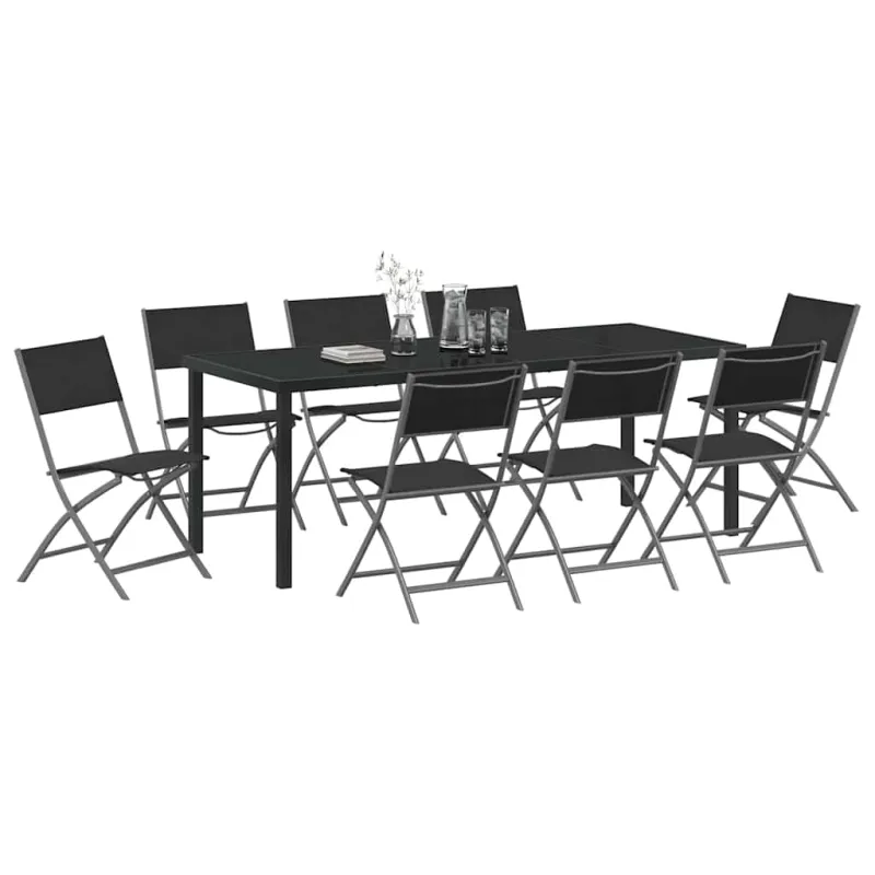 Sodo valgomojo komplektas 9 pcs Juoda