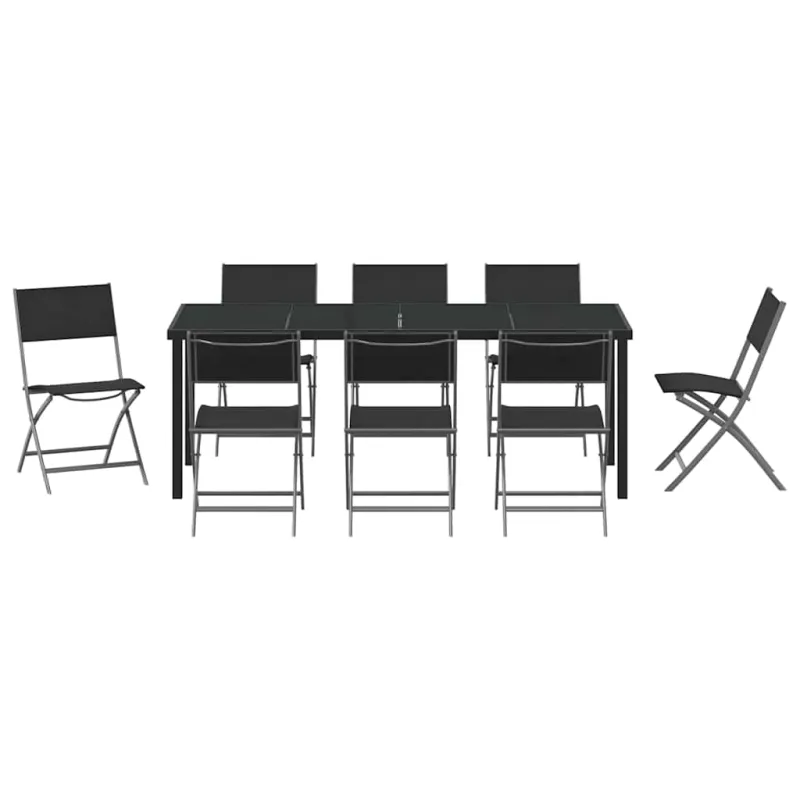 Sodo valgomojo komplektas 9 pcs Juoda