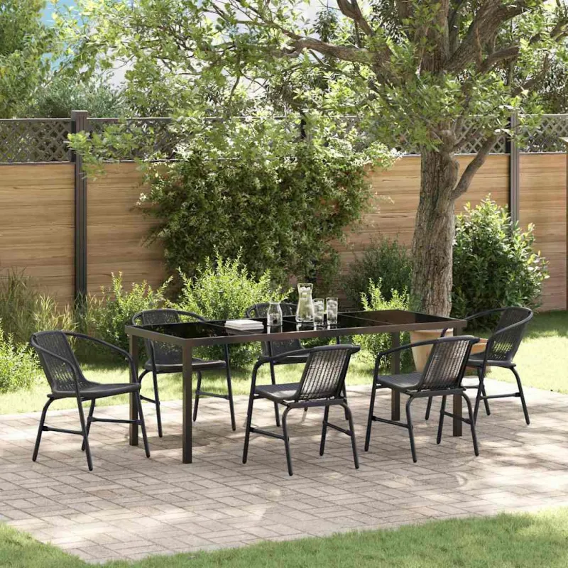 Sodo valgomojo komplektas 7 pcs Juoda