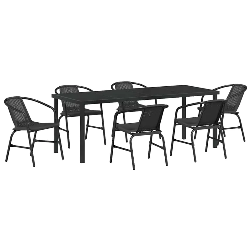 Sodo valgomojo komplektas 7 pcs Juoda