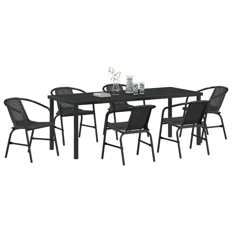Sodo valgomojo komplektas 7 pcs Juoda