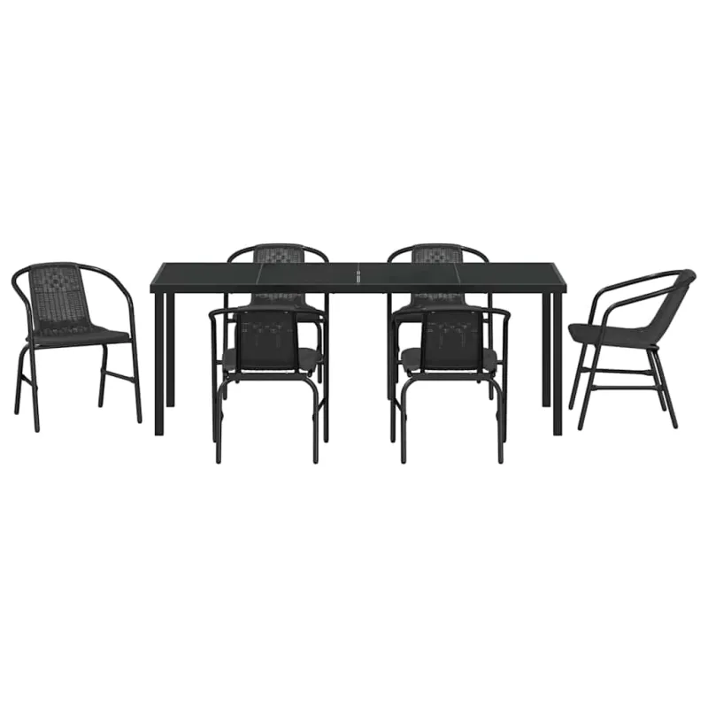 Sodo valgomojo komplektas 7 pcs Juoda