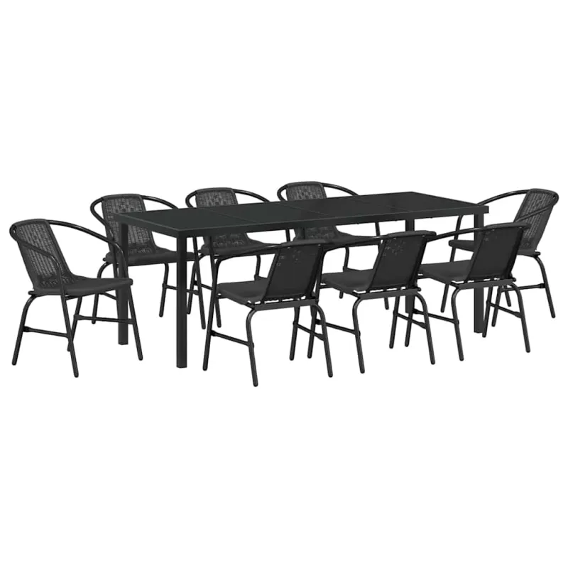 Sodo valgomojo komplektas 9 pcs Juoda