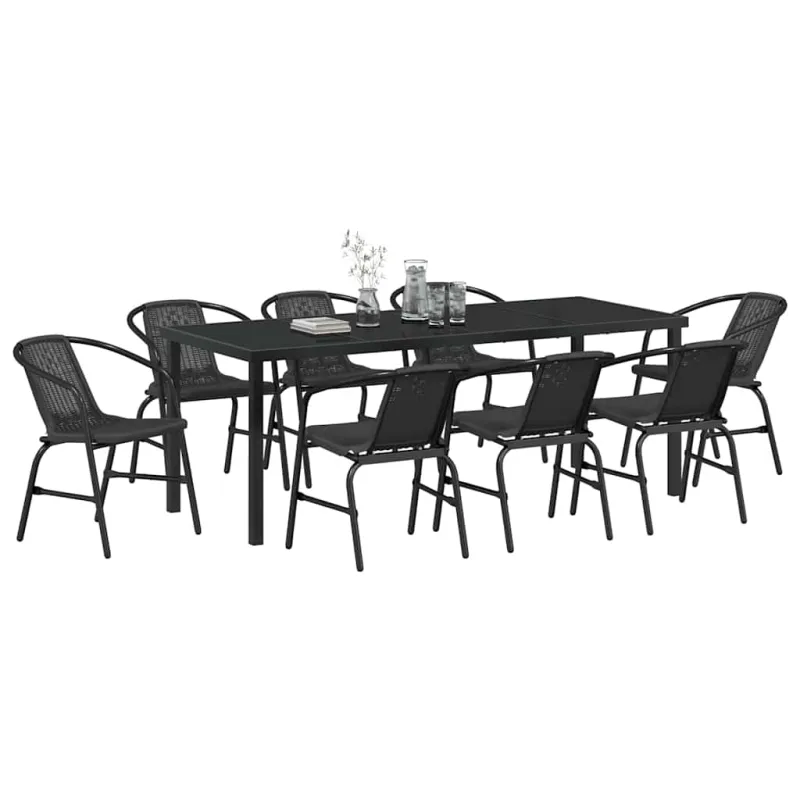 Sodo valgomojo komplektas 9 pcs Juoda