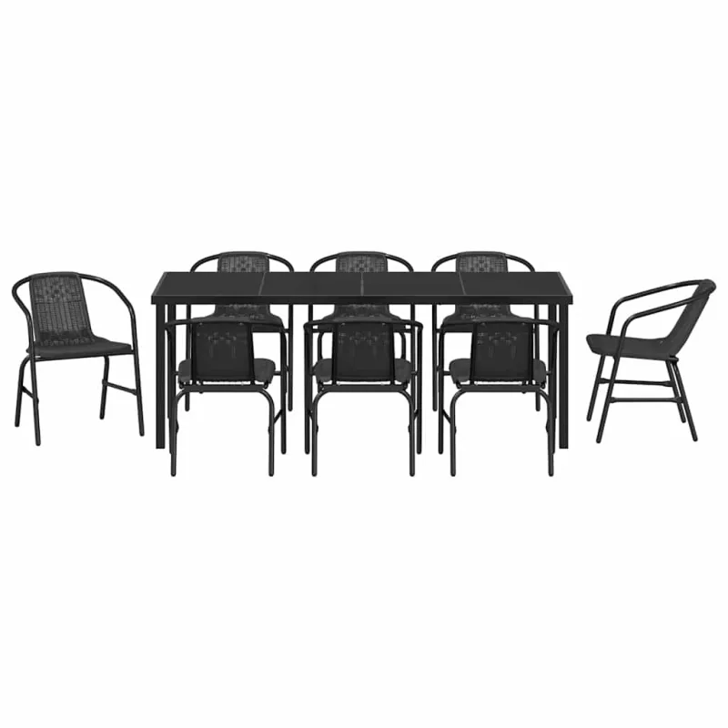 Sodo valgomojo komplektas 9 pcs Juoda