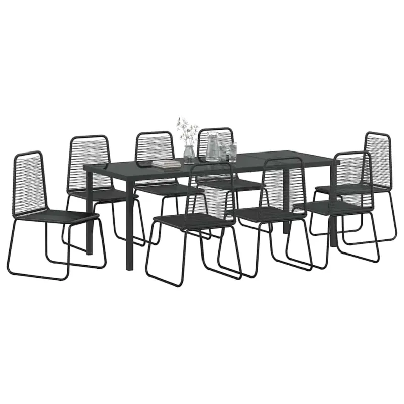 Sodo valgomojo komplektas 9 pcs Juoda