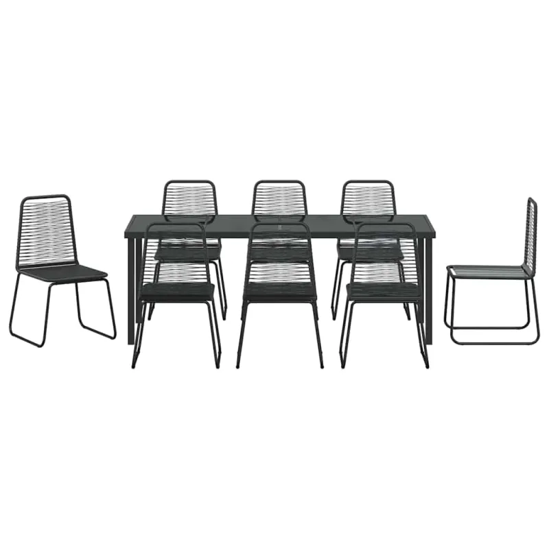 Sodo valgomojo komplektas 9 pcs Juoda