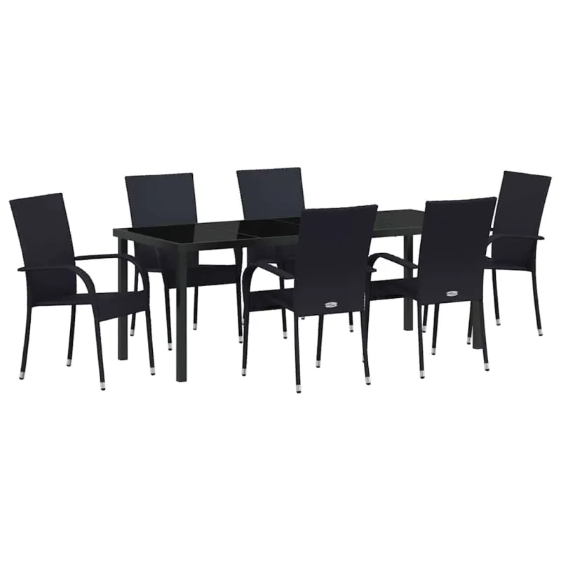 Sodo valgomojo komplektas 7 pcs Juoda