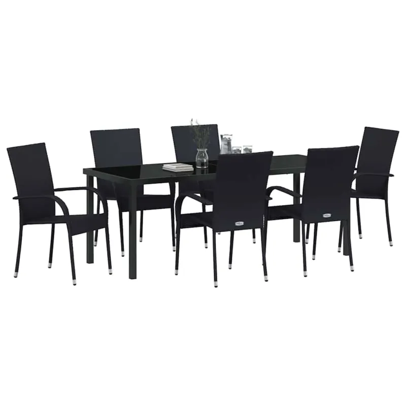 Sodo valgomojo komplektas 7 pcs Juoda