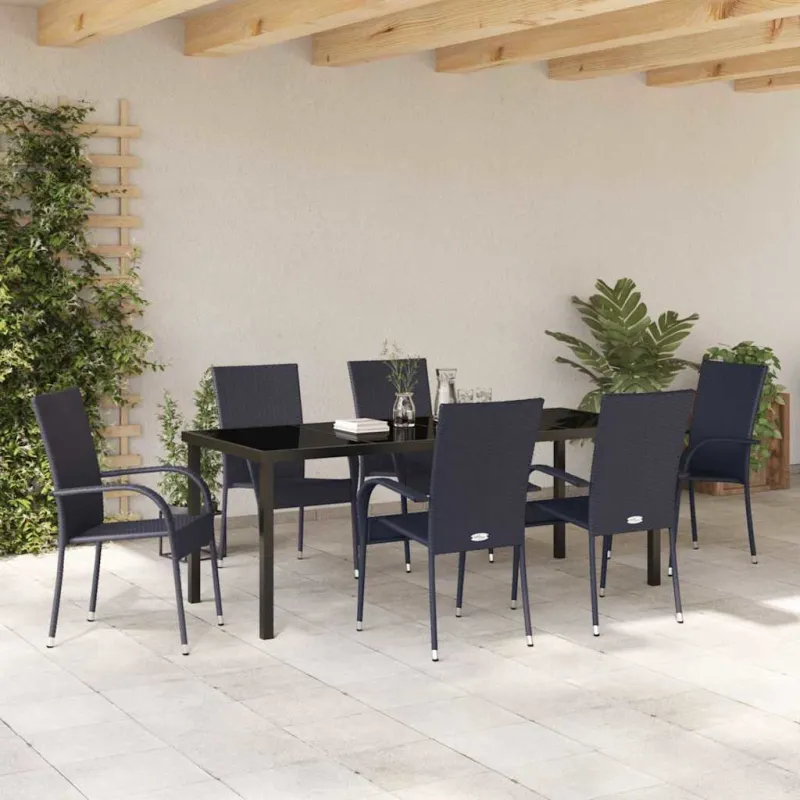 Sodo valgomojo komplektas 7 pcs Juoda