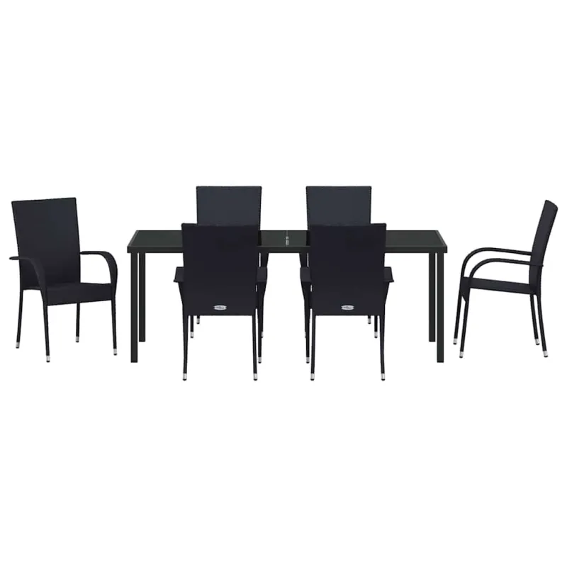 Sodo valgomojo komplektas 7 pcs Juoda
