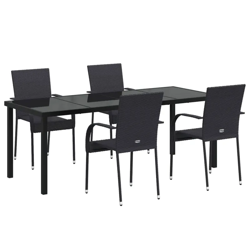 Sodo valgomojo komplektas 5 pcs Juoda