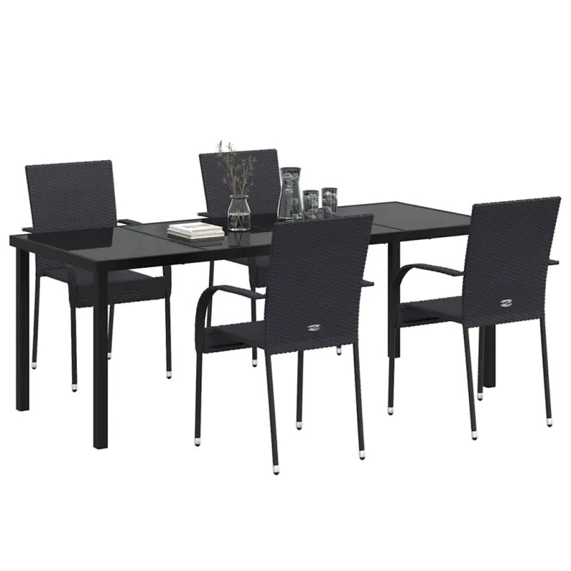 Sodo valgomojo komplektas 5 pcs Juoda