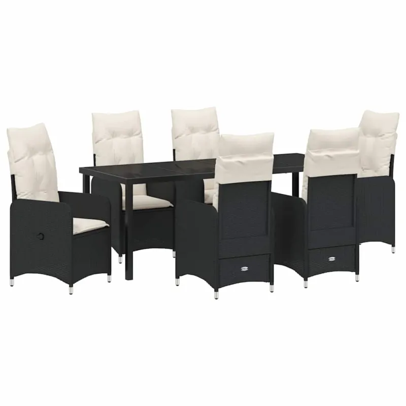 Sodo valgomojo komplektas 7 pcs Juoda poliratanas