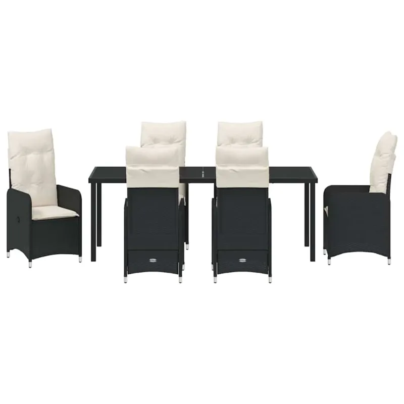 Sodo valgomojo komplektas 7 pcs Juoda poliratanas