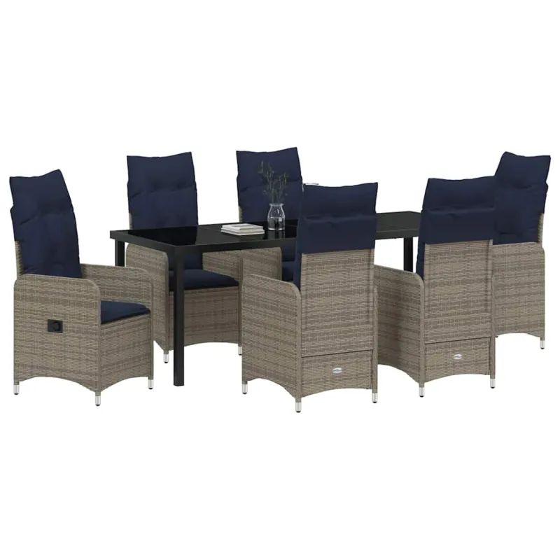 Sodo valgomojo komplektas 7 pcs Juoda poliratanas