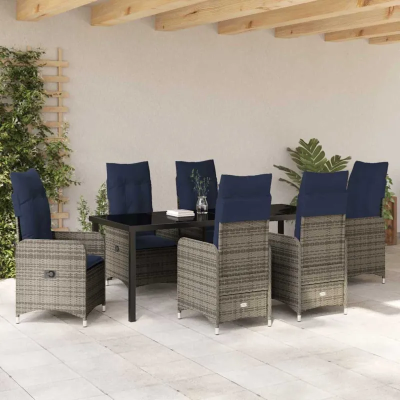 Sodo valgomojo komplektas 7 pcs Juoda poliratanas