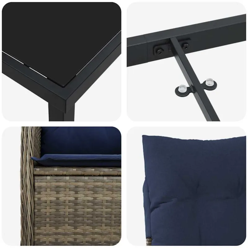 Sodo valgomojo komplektas 7 pcs Juoda poliratanas