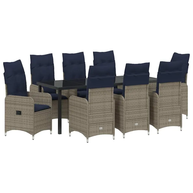 Sodo valgomojo komplektas 9 pcs Juoda poliratanas