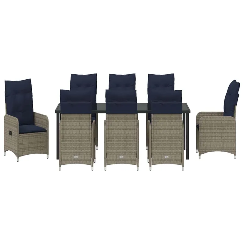 Sodo valgomojo komplektas 9 pcs Juoda poliratanas