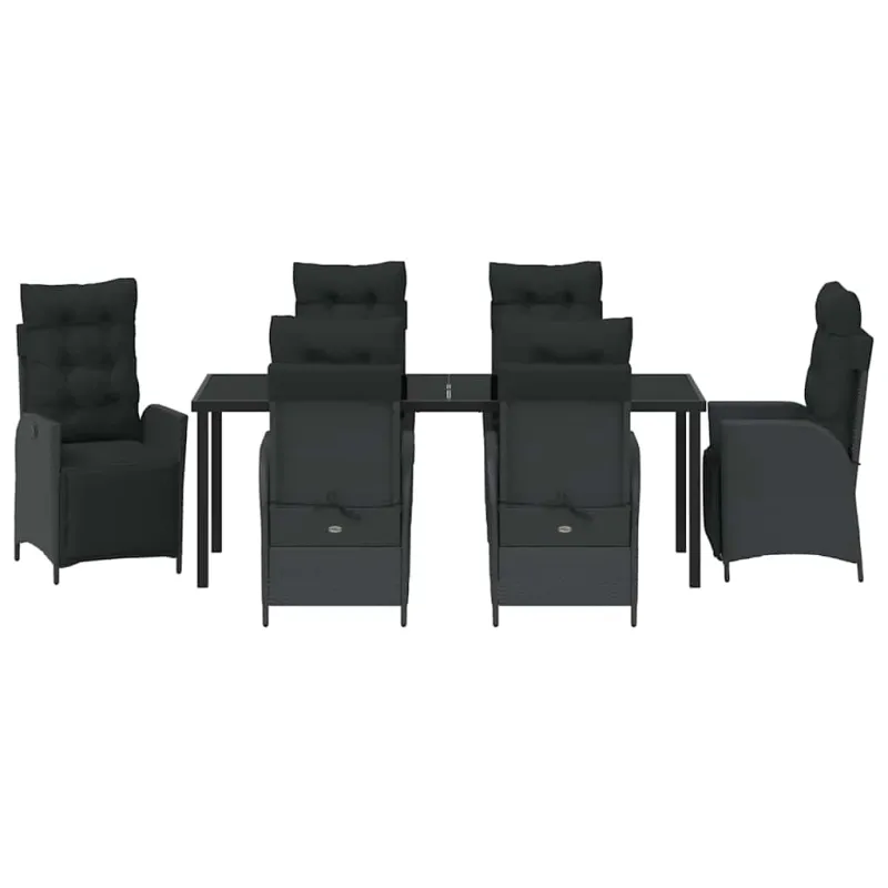 Sodo valgomojo komplektas su pagalve 7 pcs Juoda poliratanas