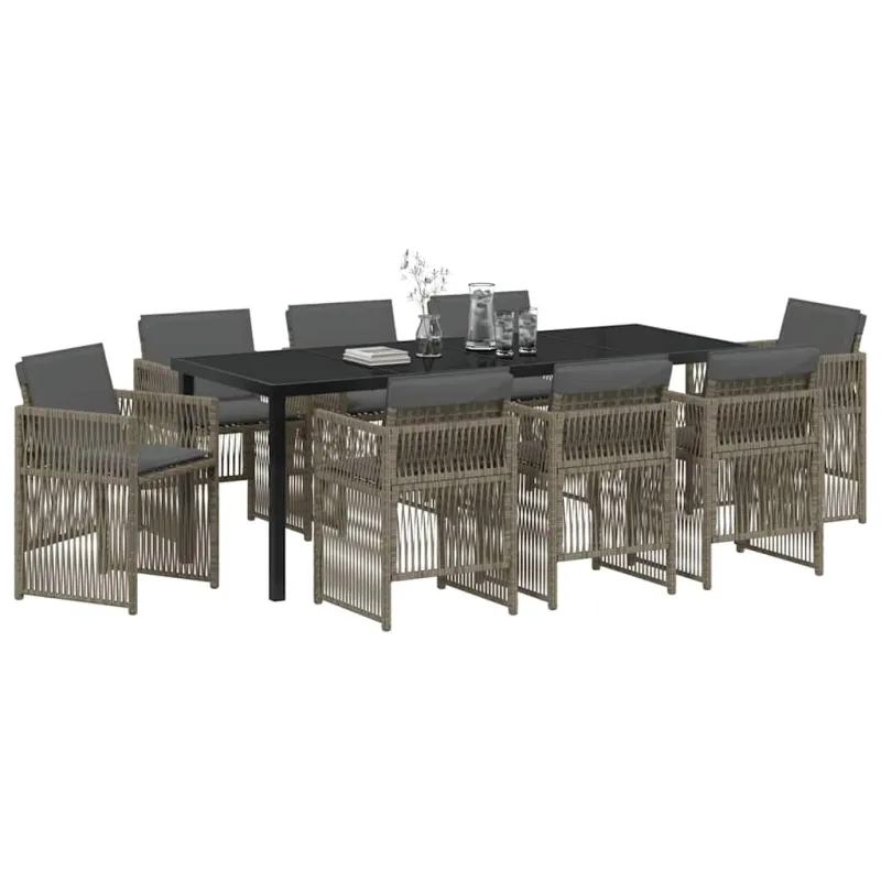 Sodo valgomojo komplektas 9 pcs Pilka