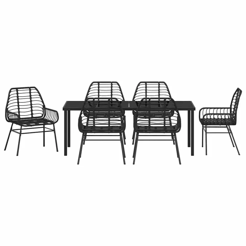 Sodo valgomojo komplektas 7 pcs Juoda poliratanas