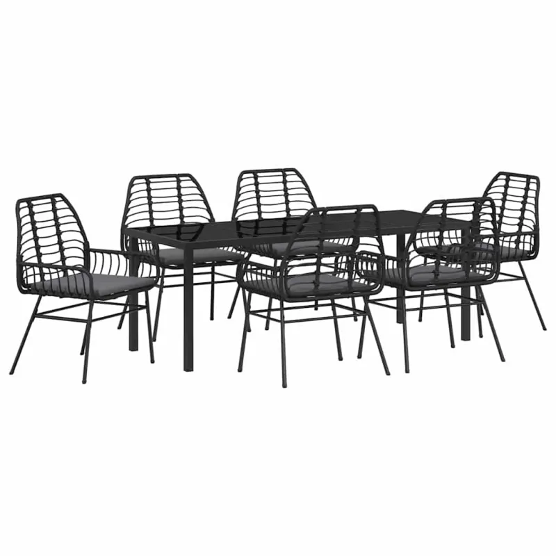 Sodo valgomojo komplektas 7 pcs Juoda poliratanas