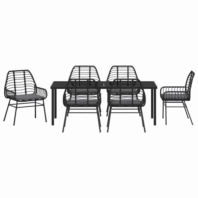 Sodo valgomojo komplektas 7 pcs Juoda poliratanas