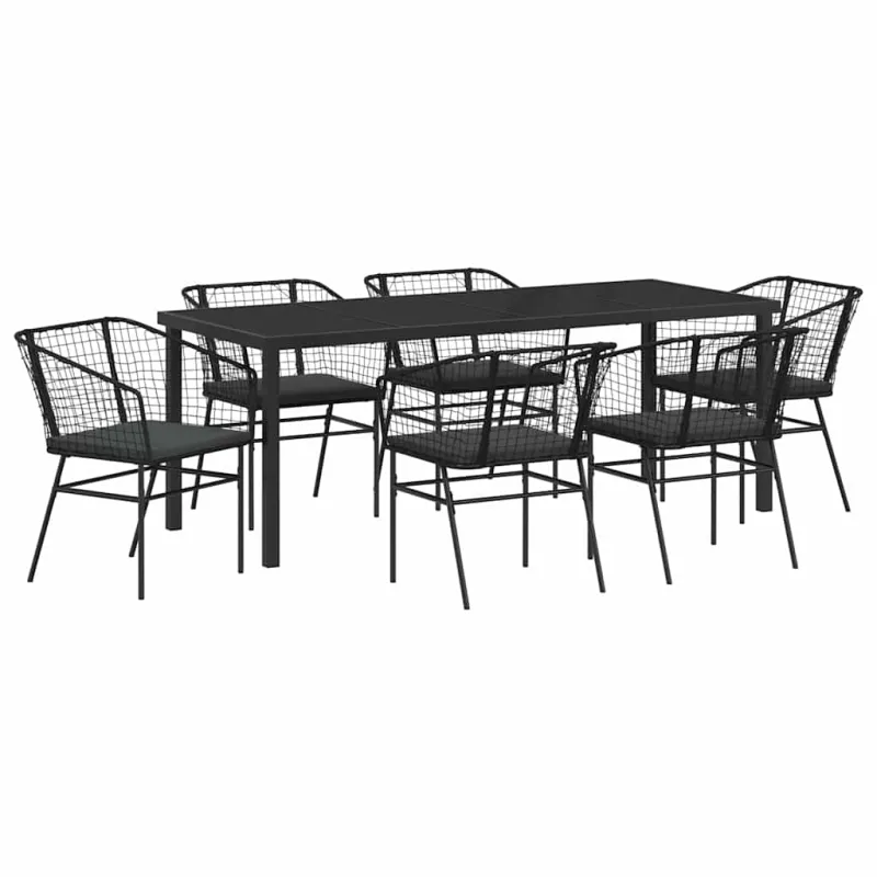 Sodo valgomojo komplektas 7 pcs Juoda poliratanas